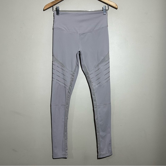 Zella || Street Style High Waist Leggings Gray color Bird Moto Style Sz S - Picture 2 of 9